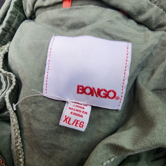 BONGO Olive Green Hooded Utility Jacket Women's XL 100% Cotton Contrast Zipper - Picture 5 of 7